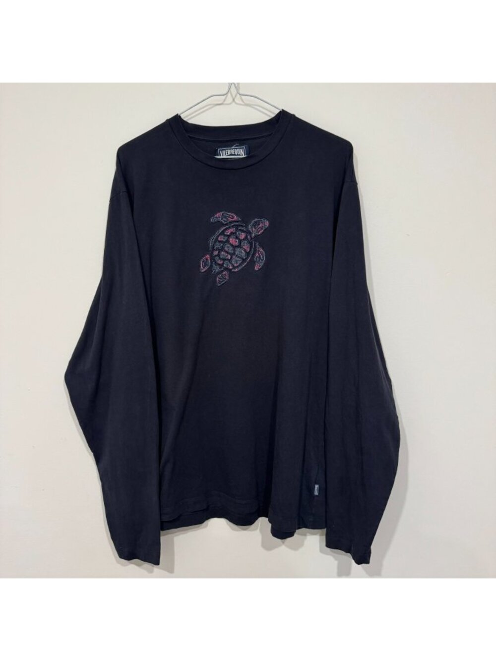 Vilebrequin Mens Long Sleeve Turtle Logo Pullover T-shirt Size 2XL Blue